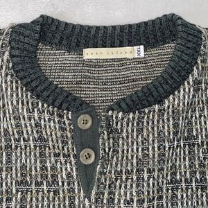 Crewneck Henley Textured Knit Sweater Mens XXL Green Earthy Tones Grandpa Crosby